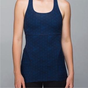 Lululemon Power Up Tank II Sashico Star Inkwell Rugged Blue Black Sz 12